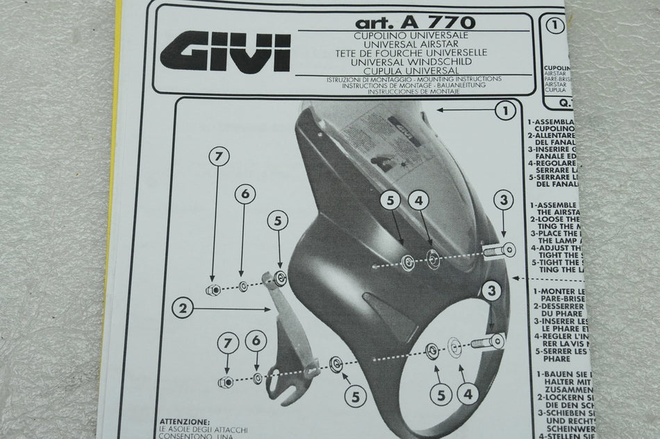 YAMAHA XJR 1300 GIVI A 770 Carenado frontal Máscara de faro Cúpula Carenado