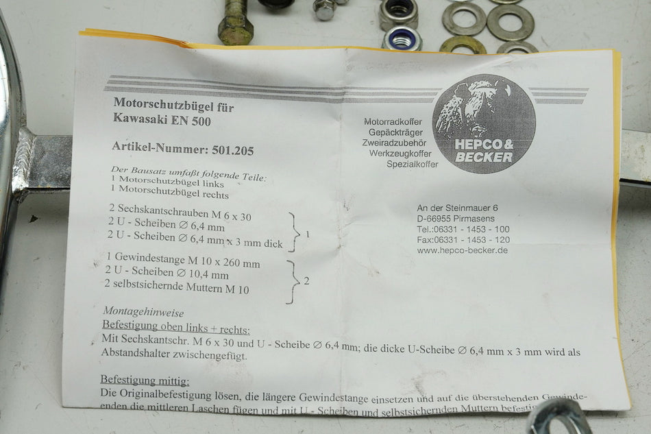 KAWASAKI EN 500 EN 500 A Sturzbügel Schutzbügel Motor Hepco & Becker Crash Pads
