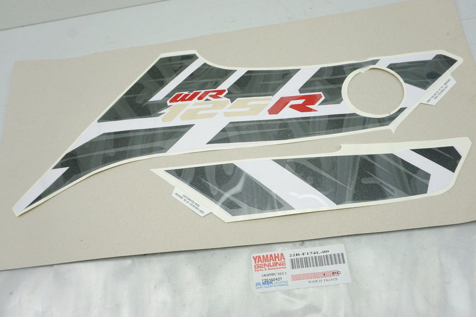 Yamaha Adhesivo Pegatina para Tanque Set derecho blanco - 22B-F174L-00 WR125 R - NUEVO