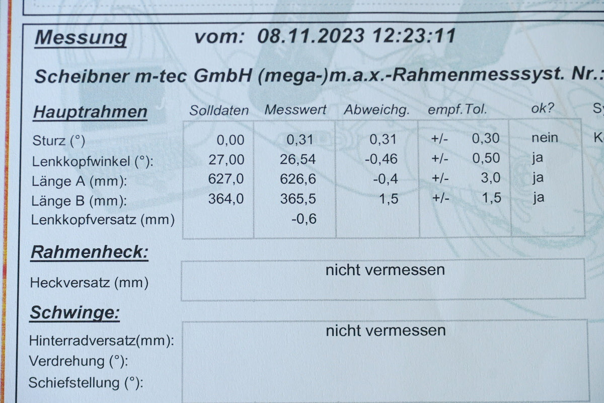 HONDA CB 450 N PC14 Rahmen & Brief Dokumente unfallfrei - Vermessungsprotokoll