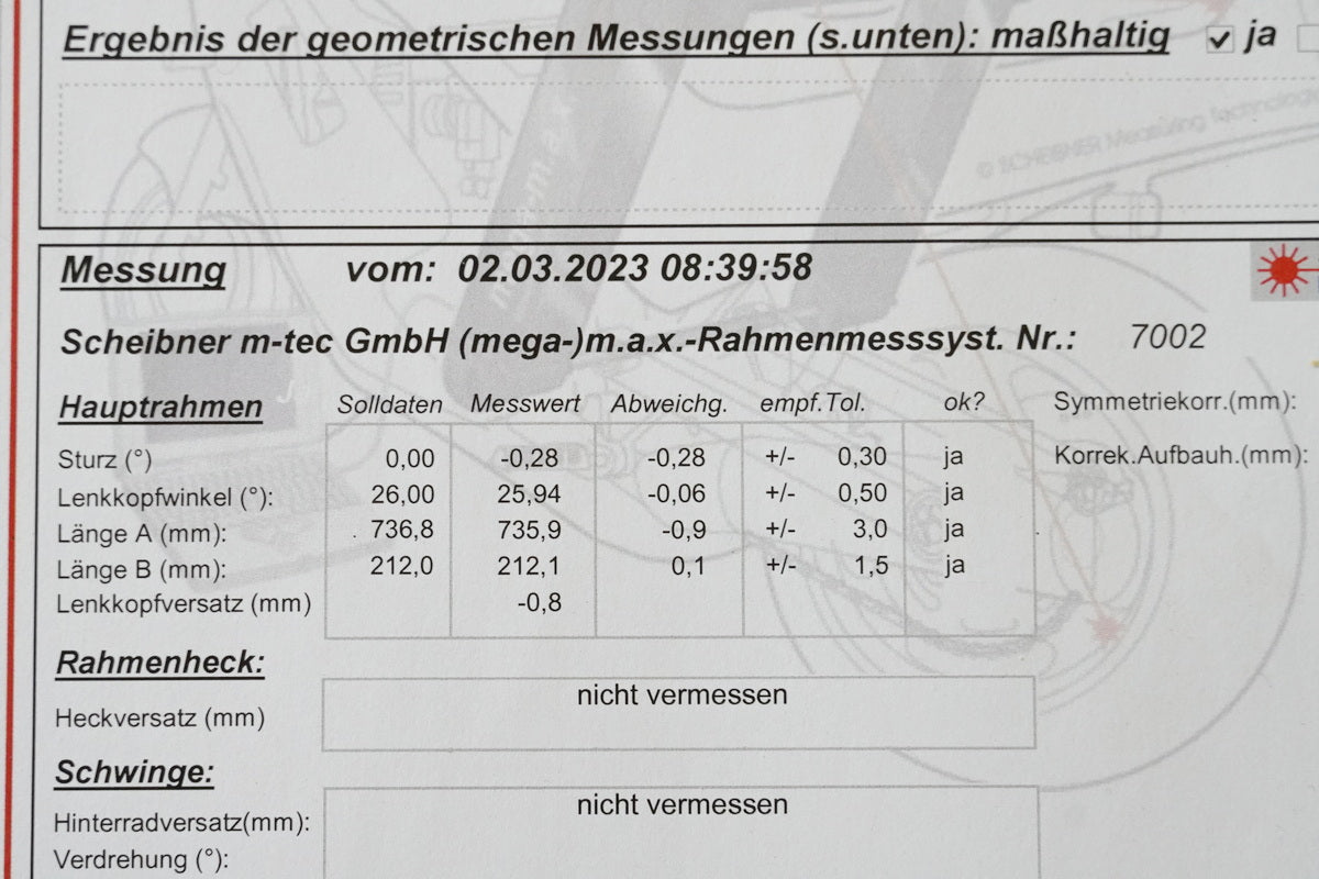 BUELL XB12S XB1 Lightning Chasis y papeles Chasis sin accidentes - Informe de medición