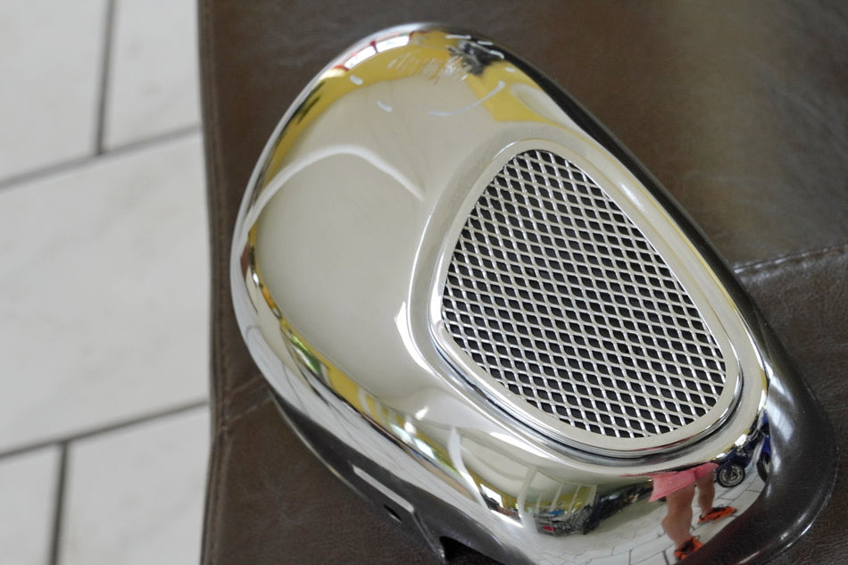 YAMAHA XV 750 4PW VIRAGO Tapa filtro de aire izquierda Cubierta cromada Tapa Embellecedor Huevo