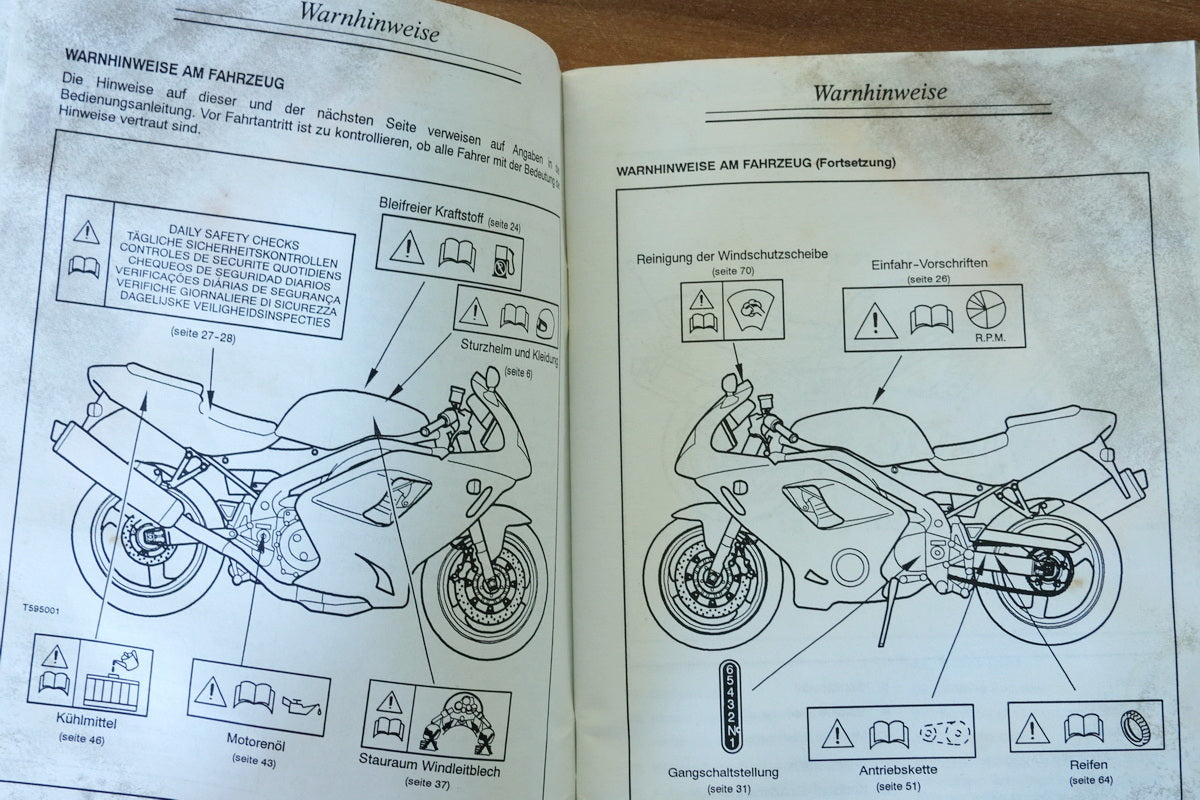 TRIUMPH DAYTONA 955 i T 595 N Manual del propietario Manual de instrucciones Manual 02-06