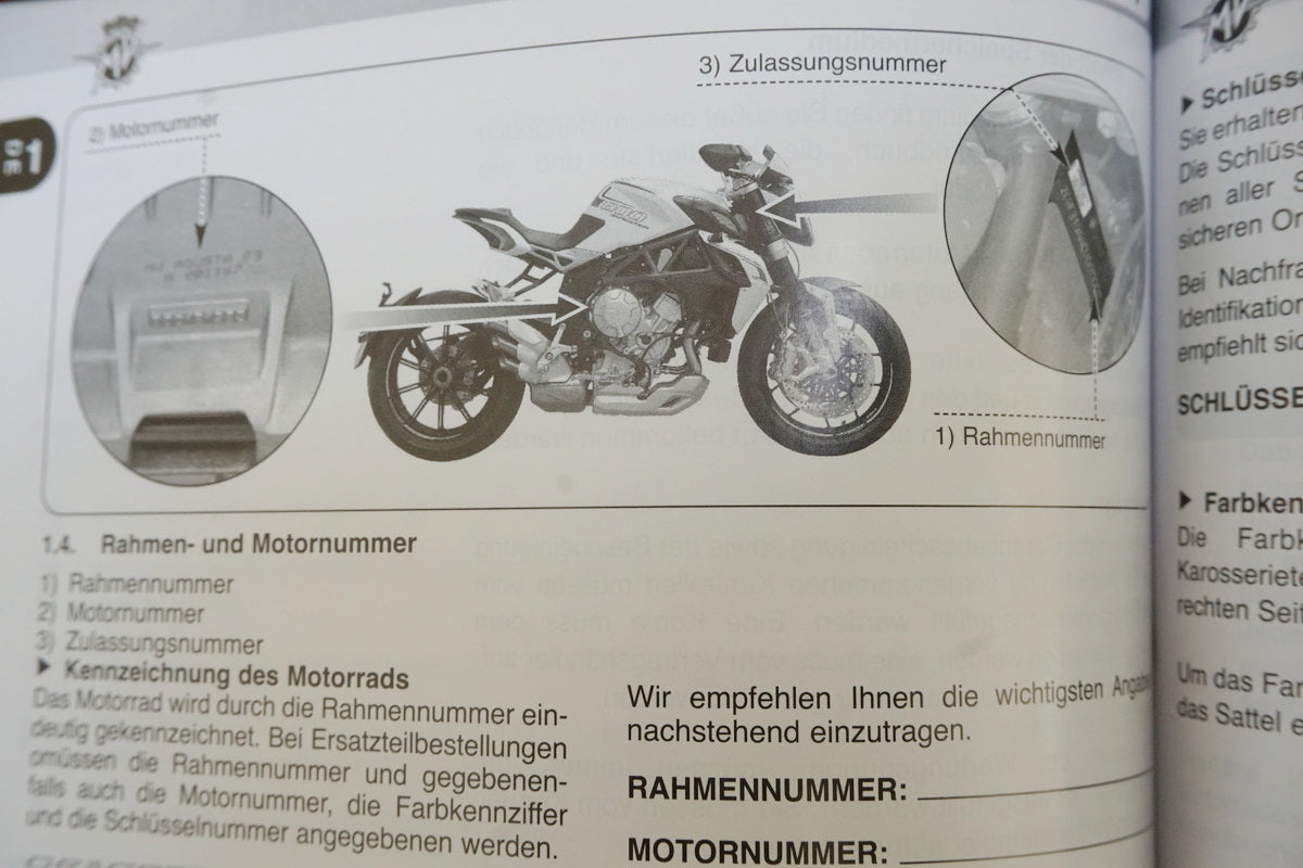 MV AGUSTA BRUTALE 800 DRAGSTER RR B322BB Bedienungsanleitung Handbuch D IT GB FR