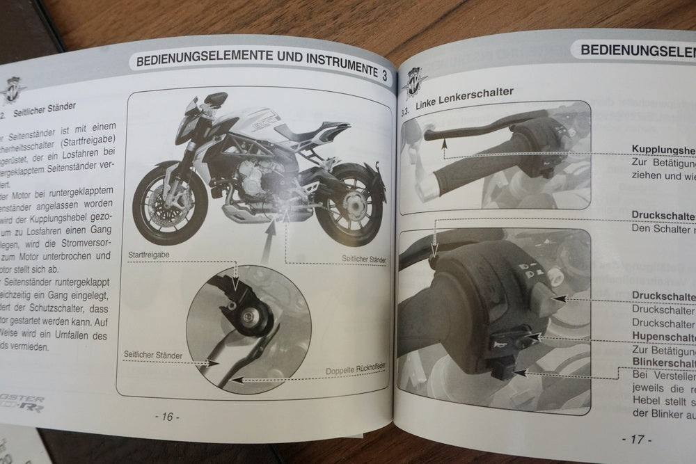 MV AGUSTA BRUTALE 800 DRAGSTER RR B322BB Bedienungsanleitung Handbuch D IT GB FR