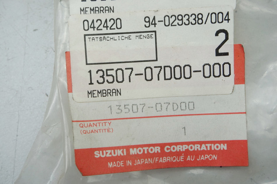 Suzuki membrana de carburador original 13507-07D00-000 DR650 - NUEVO