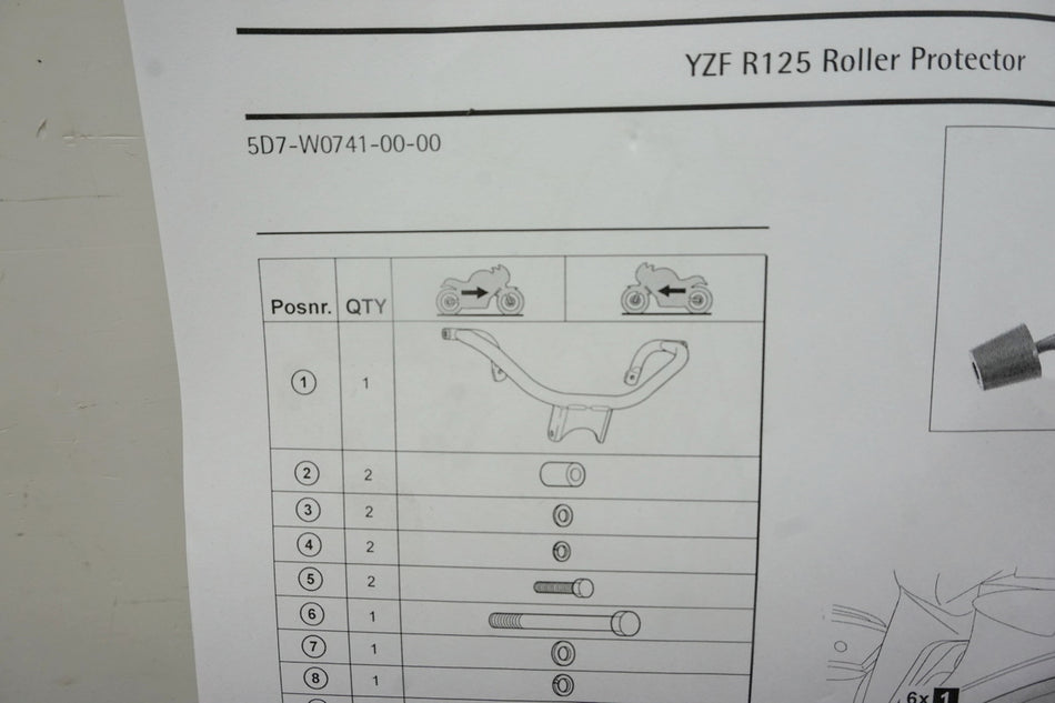 YAMAHA YZF-R 125 RE06 Protectores de caída 5D7-W0741-00 Crashpads 08-16