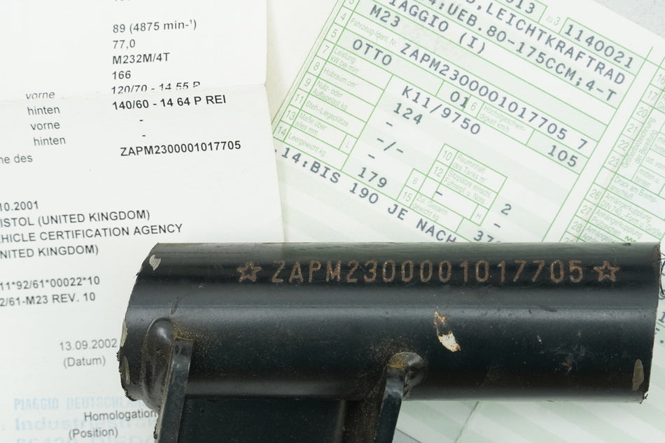 PIAGGIO X9 125 M23 Chasis y documentación Cabezal de chasis Documentos Permiso de circulación