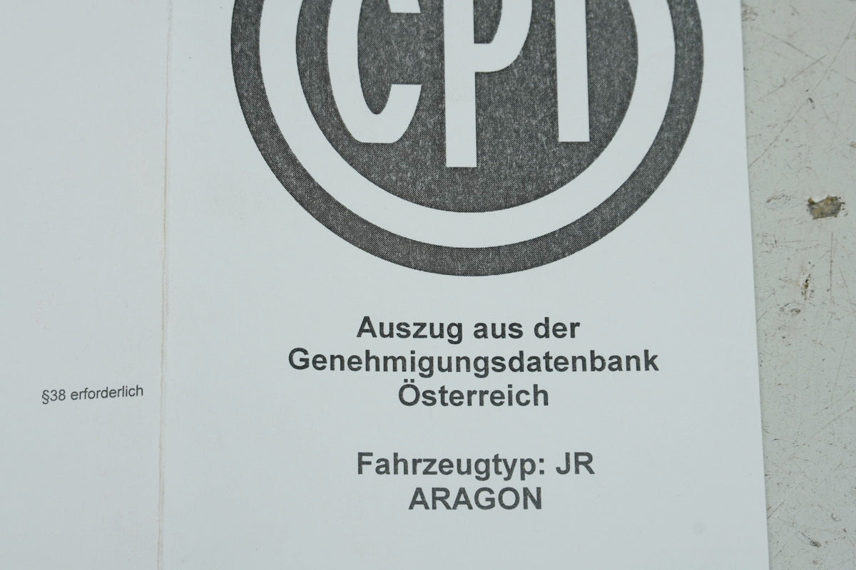 CPI Aragon 50 JR 45 Rahmen & öst. Typenschein Zulassung Dokumente Rahmenkopf