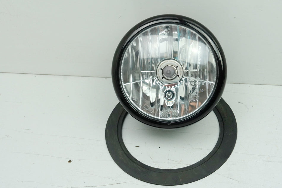 Faro original Indian Scout Bobber Carcasa negra Vaso de lámpara