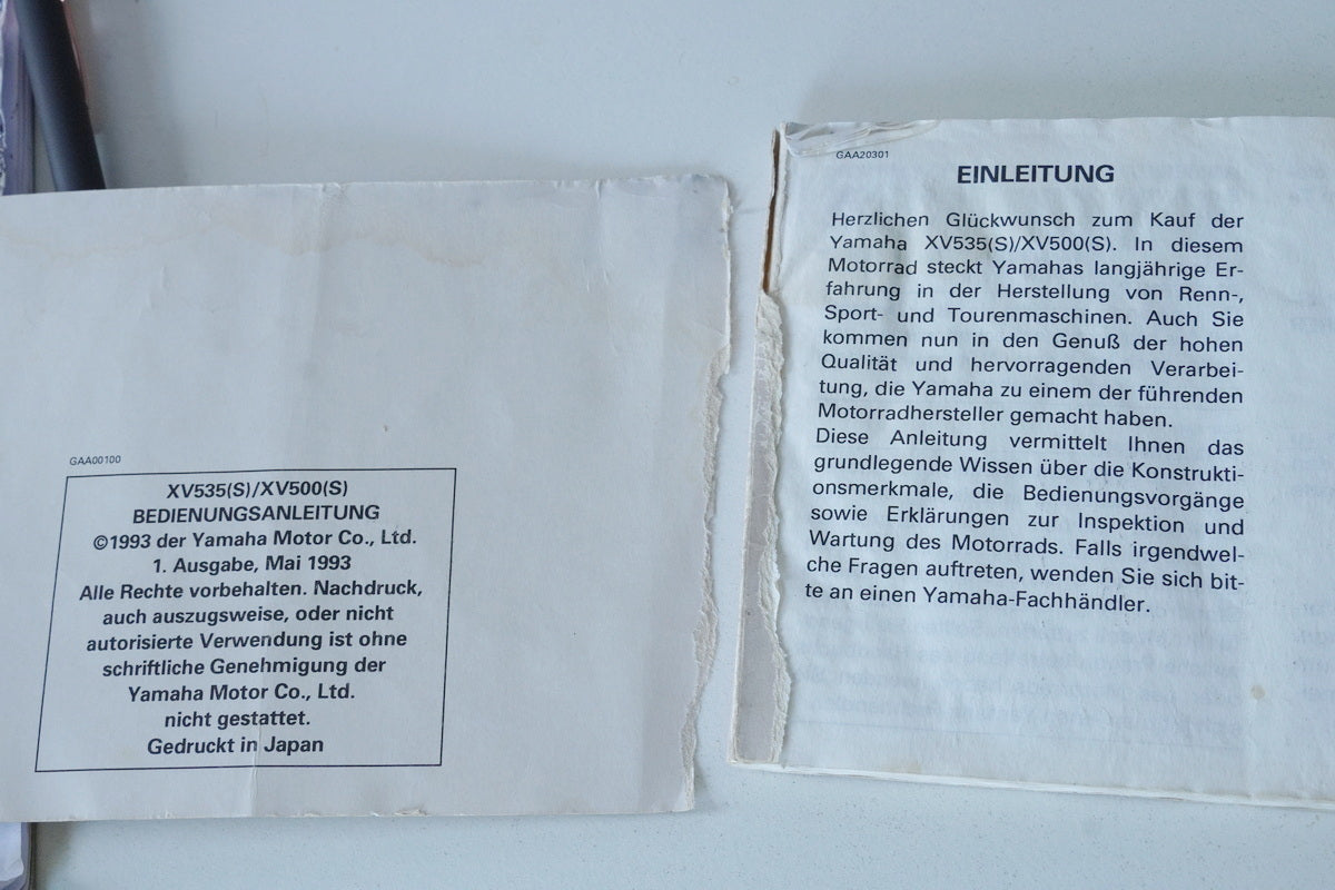 HANDBUCH BEDIENUNGSANLEITUNG YAMAHA XV 535 S / XV 500 S 3BT (3BT-28199-G0)