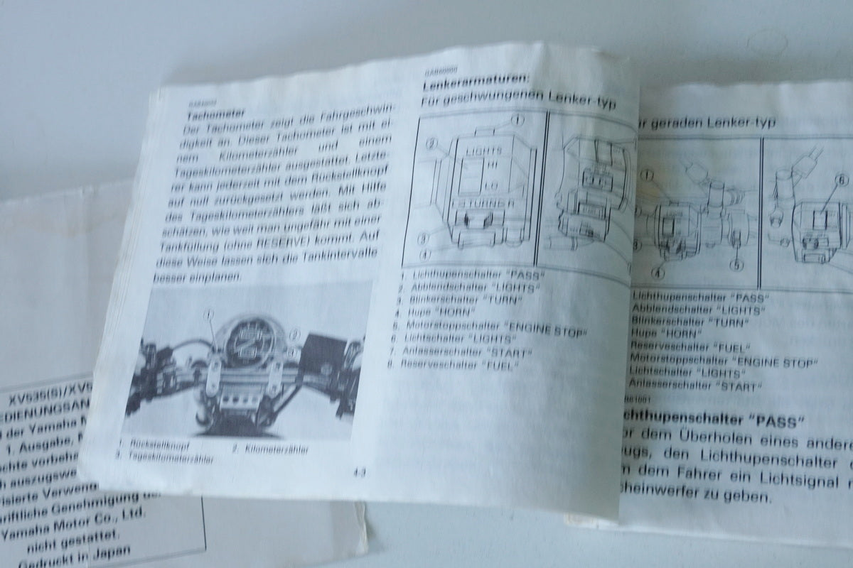 HANDBUCH BEDIENUNGSANLEITUNG YAMAHA XV 535 S / XV 500 S 3BT (3BT-28199-G0)