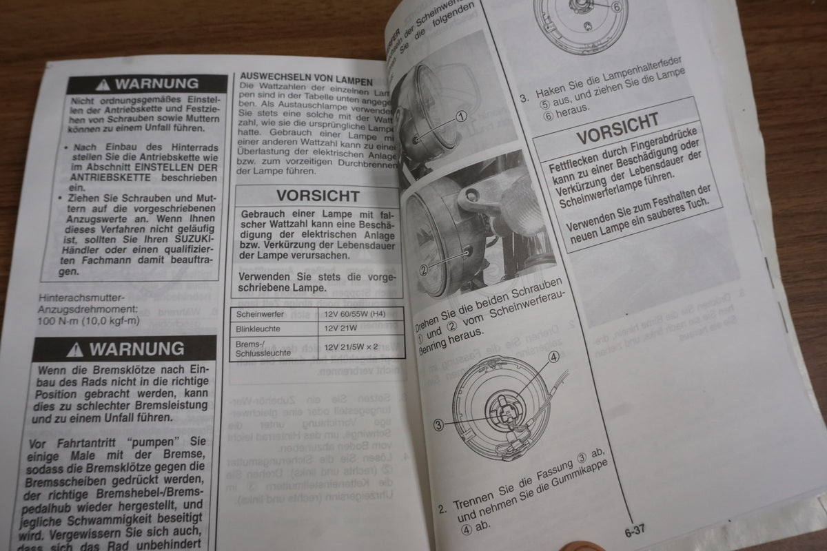 Suzuki GSX 1400 WVBN Fahrerhandbuch Handbuch Bedienungsanleitung
