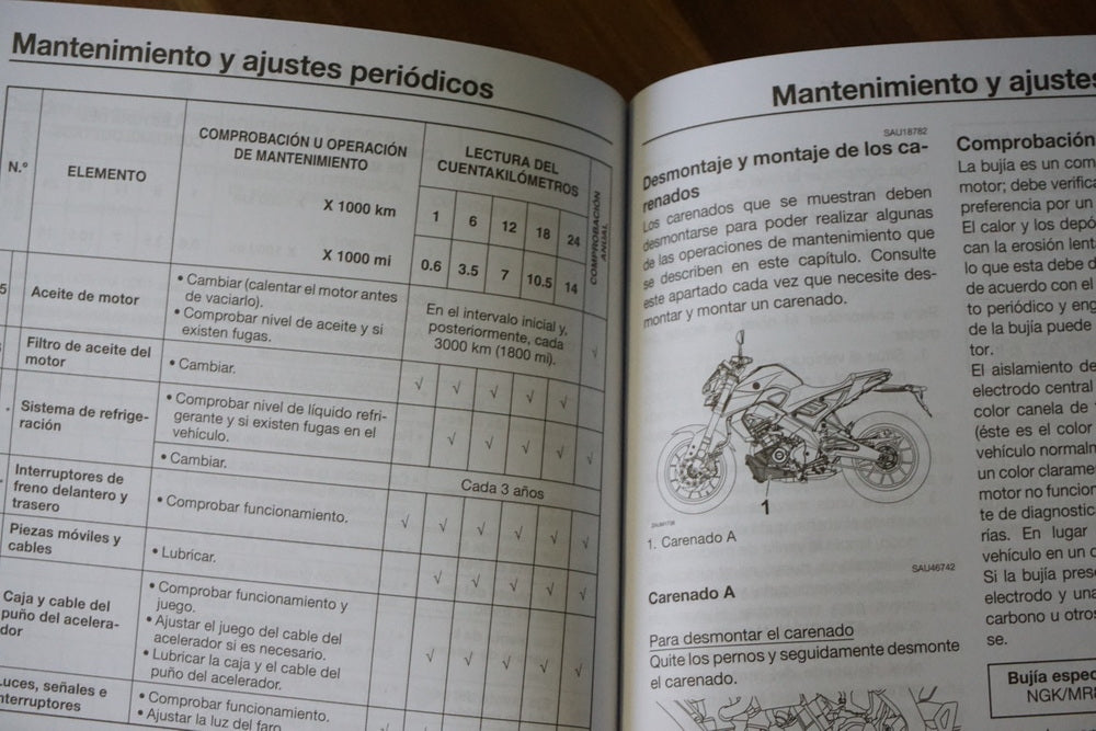 YAMAHA MT 125 A RE39 Bedienungsanleitung Handbuch Betriebsanleitung - spanisch