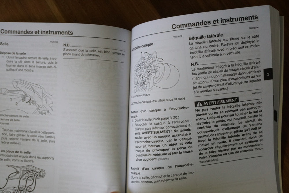 YAMAHA MT 125 A RE39 Owner's Manual Handbook Operating Instructions - French