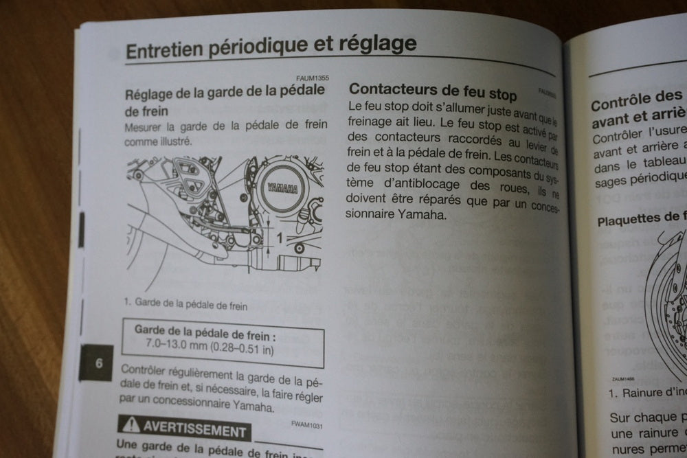 YAMAHA MT 125 A RE39 Owner's Manual Handbook Operating Instructions - French