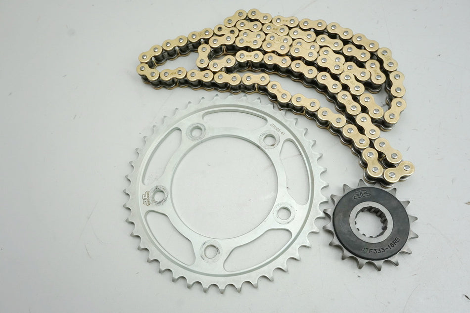 HONDA VTR 1000 SC36 FIRESTORM Kit de cadena DID 41 & 16 piñón plato seminuevo