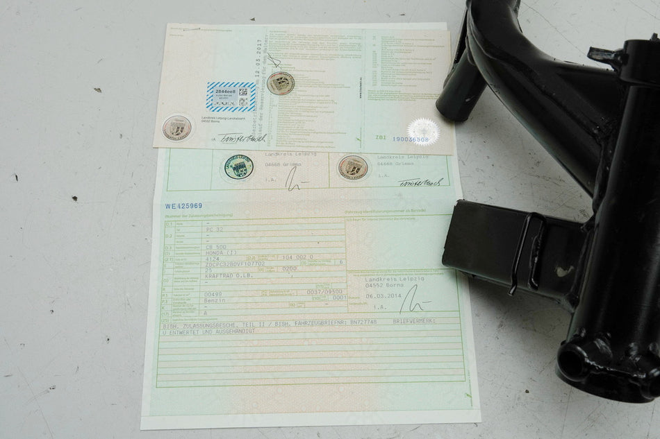 HONDA CB 500 PC32 Rahmen & Brief Rahmenkopf Dokumente Plakette Typenschild