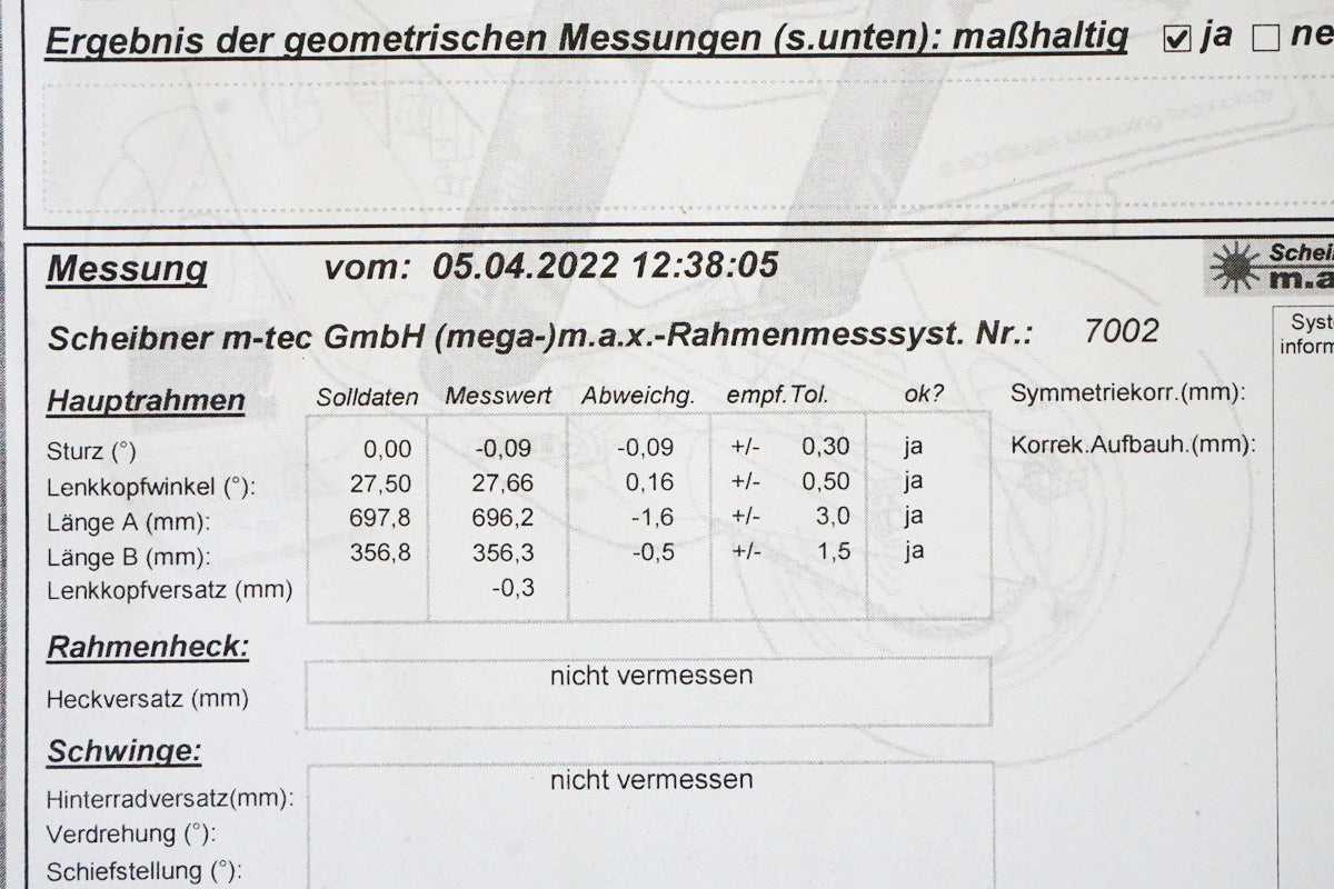 Yamaha FJ 1200 3CW Frame & Title Frame accident-free - Measurement report