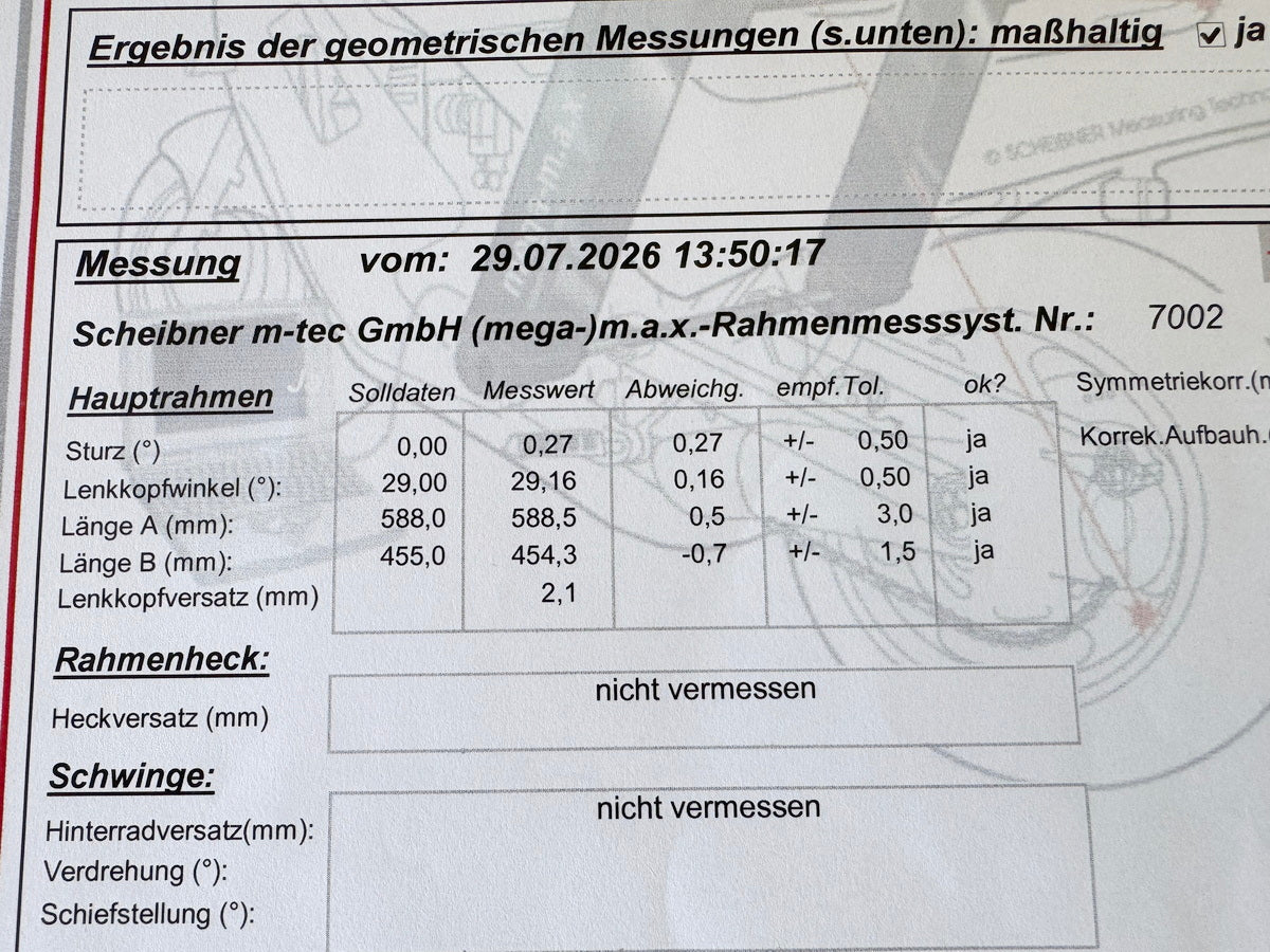 YAMAHA TT 600 E 4GV (4LW) Rahmen & Brief Vermessungsprotokoll unfallfrei