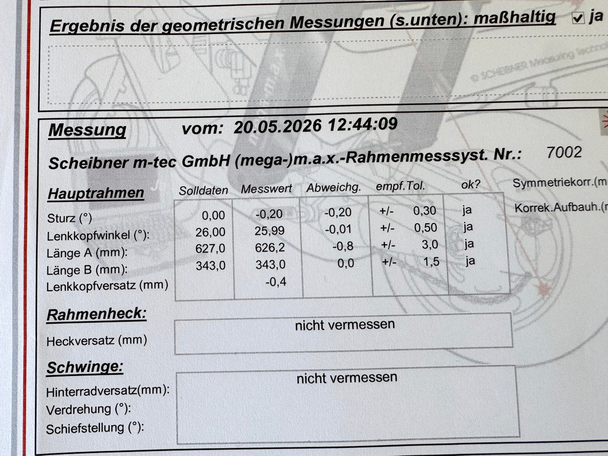 HONDA CBR 600 PC19  Rahmen & Brief Vermessungsprotokoll Dokumente unfallfrei