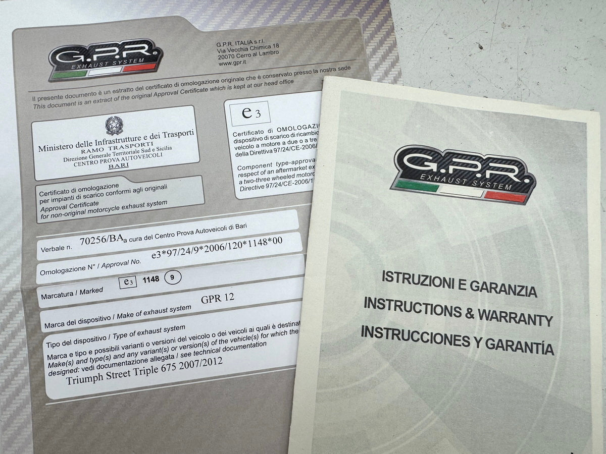 Triumph Street Triple 675 D67LD Auspuff GPR Furore Nero Schalldämpfer ABE 07-12