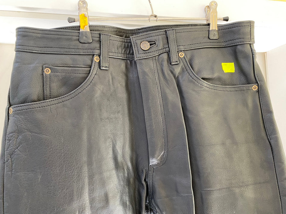 Pantalón de cuero para motorista, pantalón biker de cuero negro, talla 36 - NUEVO