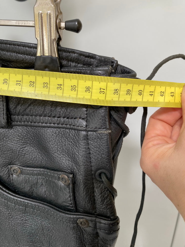 Lederhose Motorrad Bikerhose Leder schwarz seitliche Schnürung Größe 38 - NEU