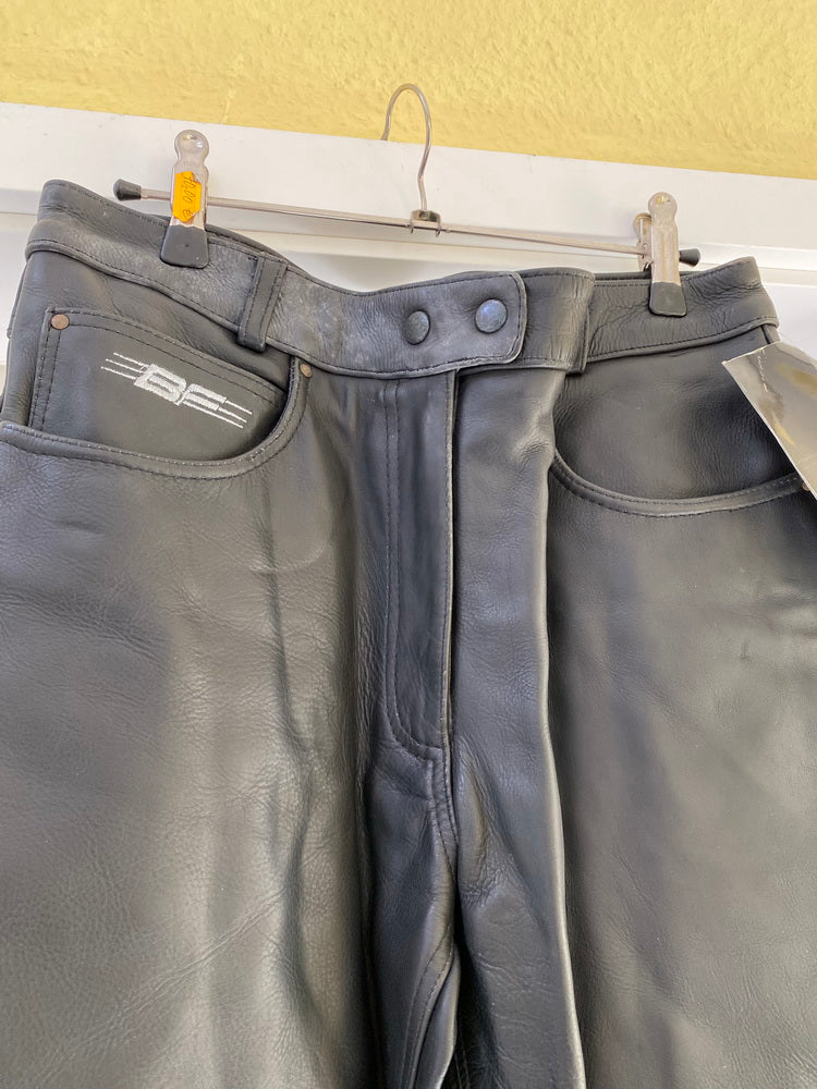 Pantalones de cuero moto biker BF Fashion cuero negro talla 42