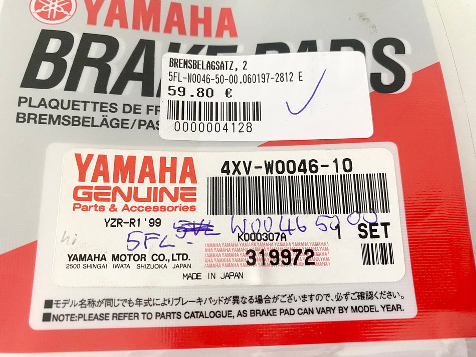 Yamaha Rear Brake Pads Original 4XV-W0046-10 5FL-W0046-50 YZF-R1 R7 - NEW