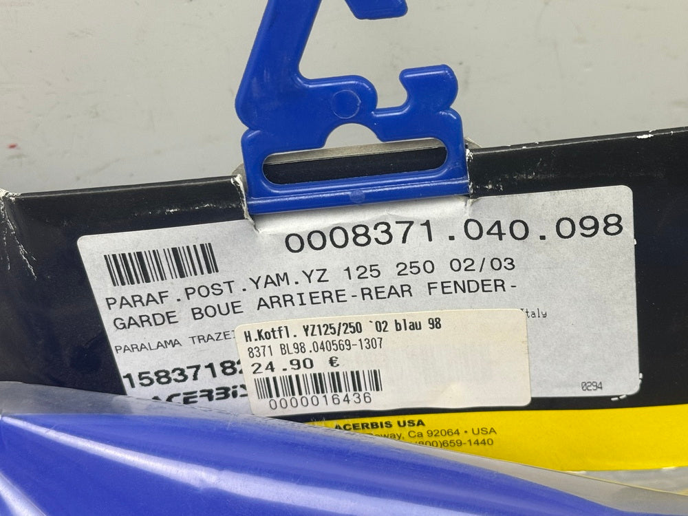 Yamha YZ 125 250 Kotflügel hinten Fender Enduro Cross Schutzblech blau NEU