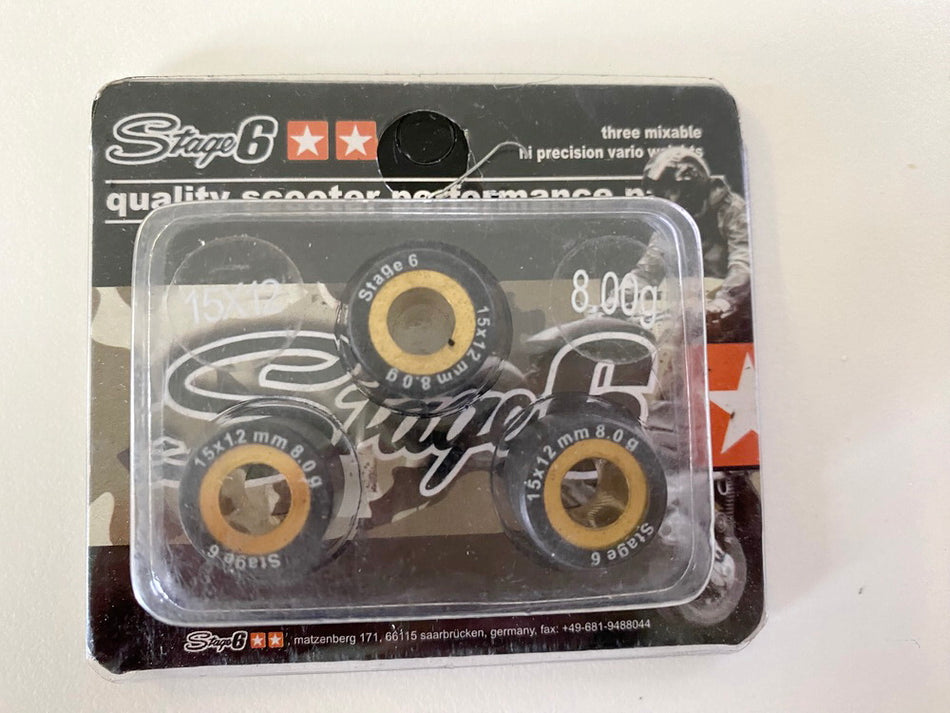 Stage 6 Variator Rollers Variator Weights 3 pieces 15x12 8.00g S6-G150800 - NEW