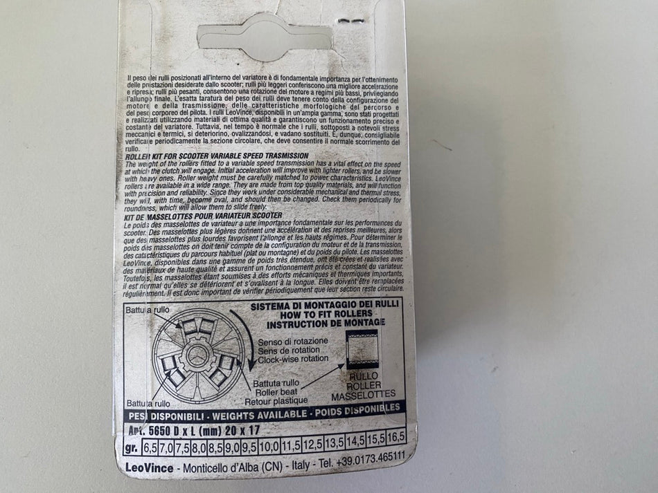 LeoVince Rodillos de variador Pesos de variador Art. 5650 6 piezas 20x17 15,5 gr - NUEVO
