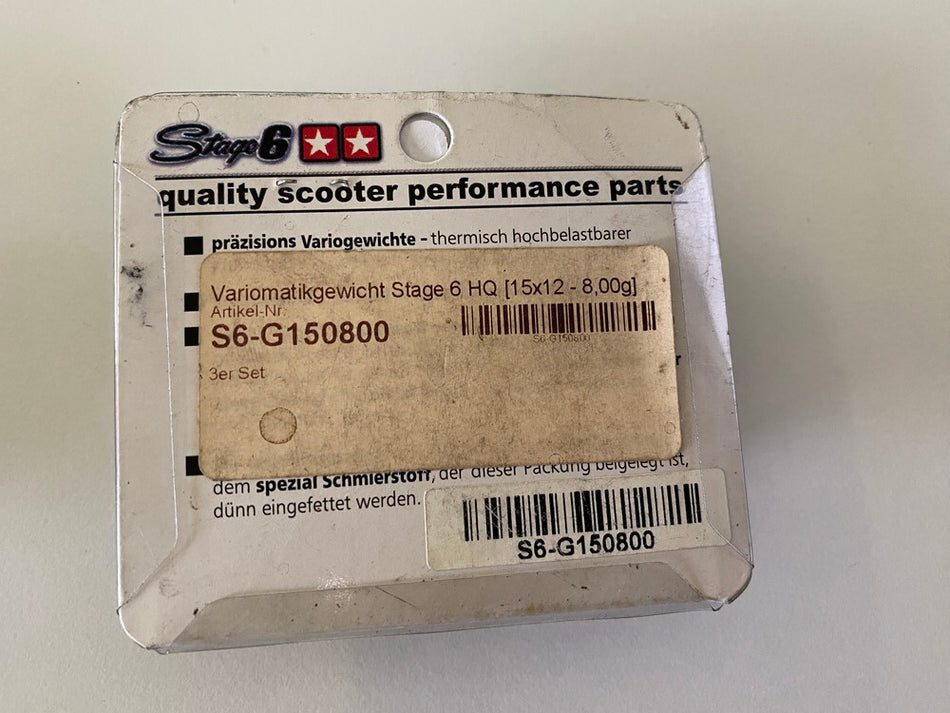 Stage 6 Variator Rollers Variator Weights 3 pieces 15x12 8.00g S6-G150800 - NEW