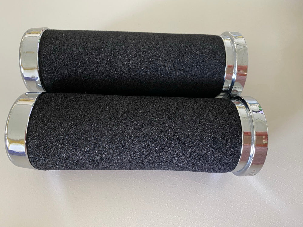 Puños de manillar cromados H45-012 Custom Grip Set de espuma de 25mm - NUEVO