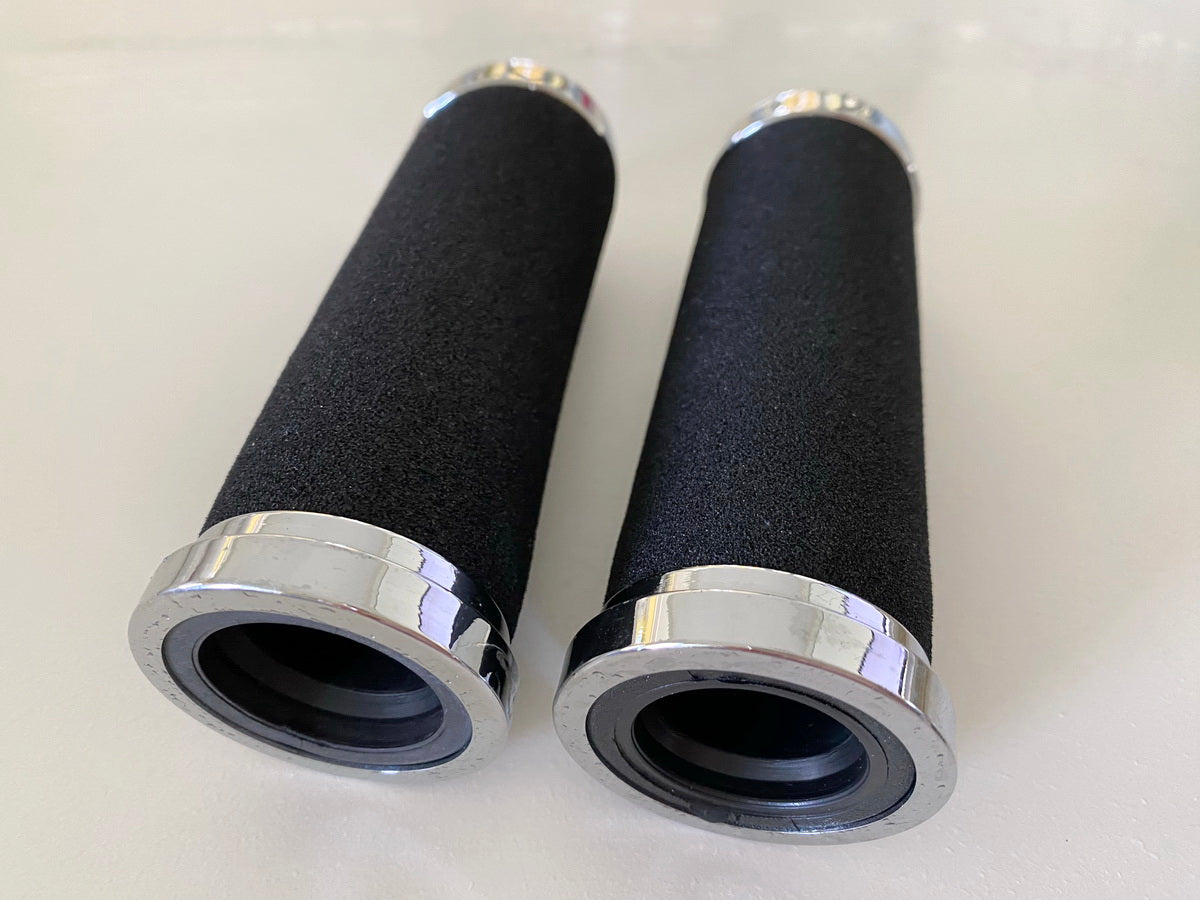 Puños de manillar cromados H45-012 Custom Grip Set de espuma de 25mm - NUEVO