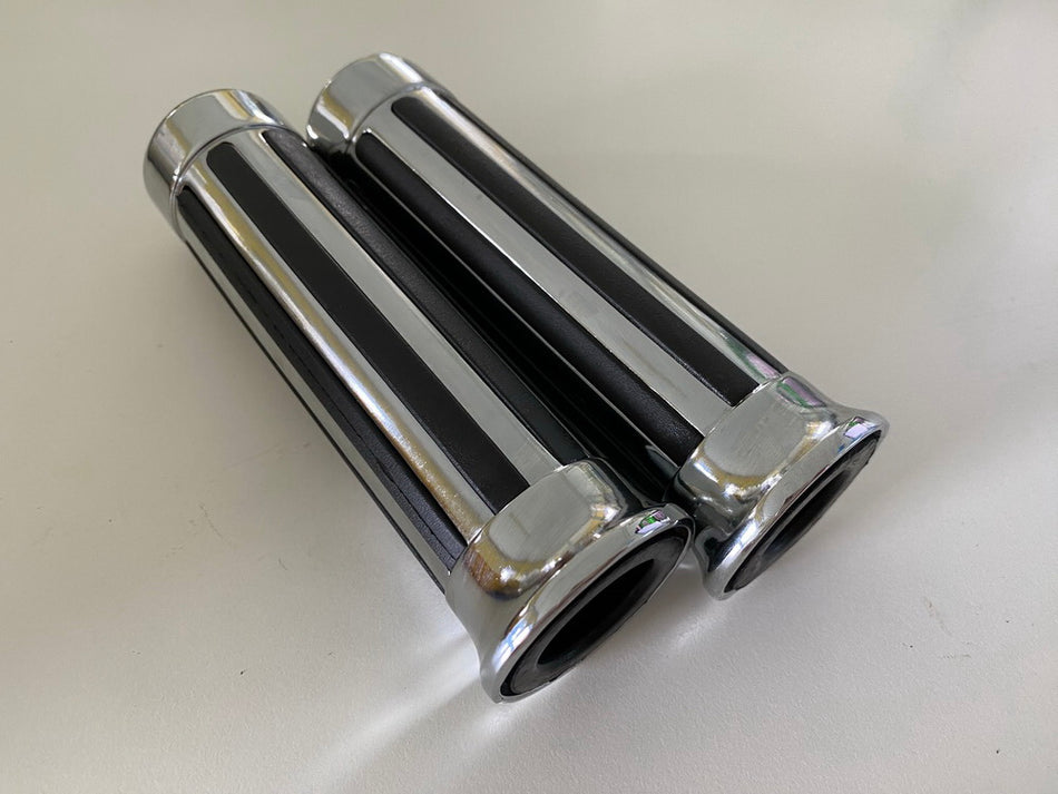 Highway Hawk Lenkergriffe Griffe H45-0142 Gripset Ribbed Chrome 22 mm - NEU