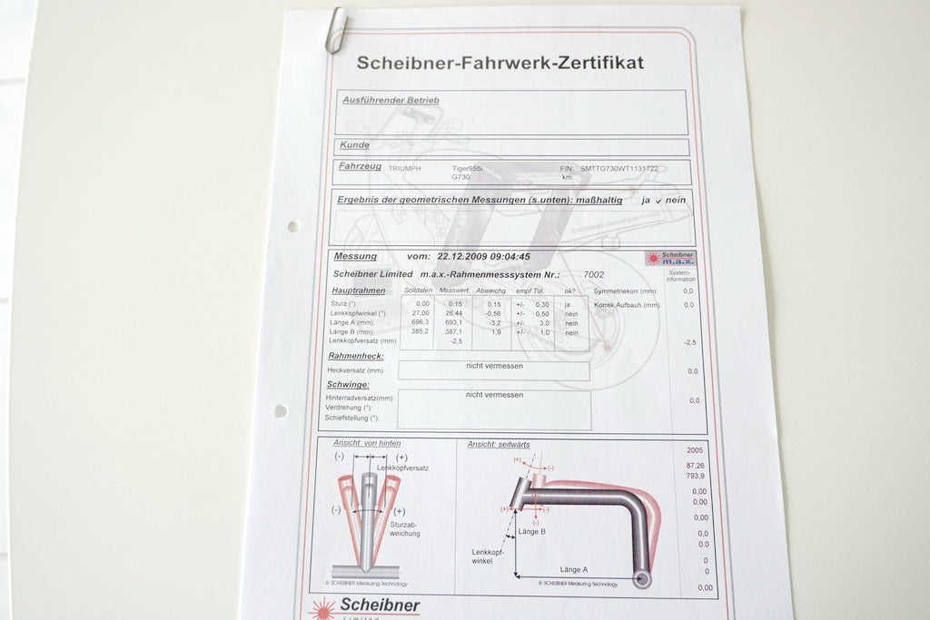 TRIUMPH TIGER 955i 709EN RAHMEN & BRIEF FRAME - VERMESSUNGSPROTOKOLL
