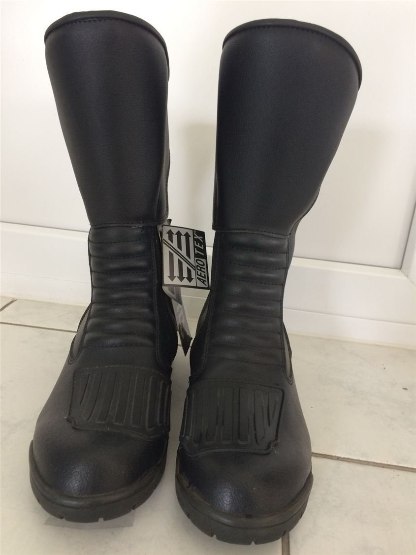 AKITO MOTORCYCLE BOOTS BLACK LEATHER SIZE 37