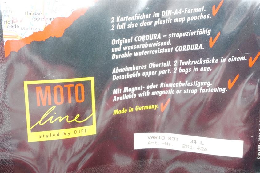 TANK BAG TANK BACKPACK 34 LITERS MOTOLINE