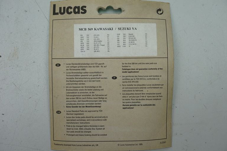 FRONT BRAKE PADS LUCAS MCB 569