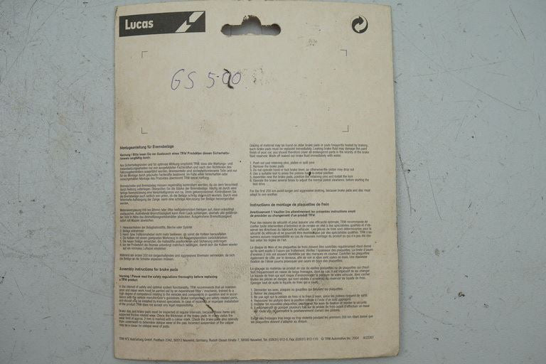 BRAKE PADS FRONT LUCAS MCB 055 BRAKE LININGS