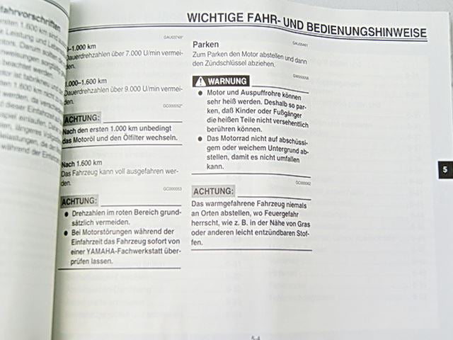 MANUAL OPERATING INSTRUCTIONS YAMAHA YZF-R6 5SL / 5SL-28199-G0