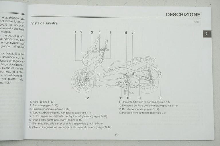 MANUAL DE INSTRUCCIONES YAMAHA X-MAX YP400R/RA - 1SD-F8199-F1 ITALIANO