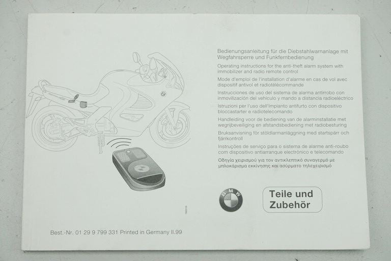 MANUAL OPERATING INSTRUCTIONS BMW DWA IMMOBILIZER WITH REMOTE CONTROL