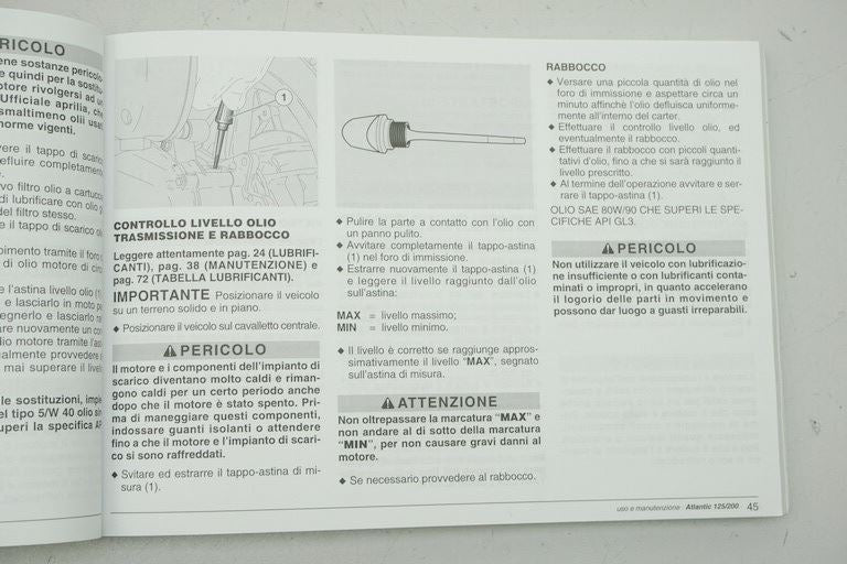 MANUAL DE INSTRUCCIONES APRILIA ATLANTIC 125-200 / 03-05