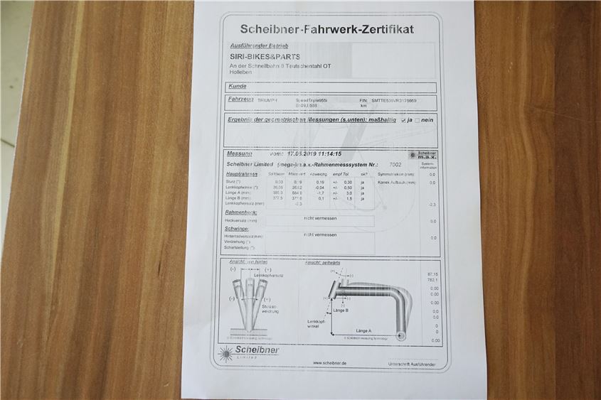 TRIUMPH DAYTONA 955i T 595 N FRAME & TITLE - FRAME MEASUREMENT REPORT