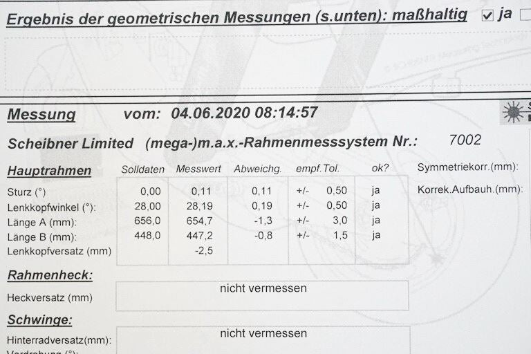 BMW K 1200 LT A K2LT FRAME & REGISTRATION COC DOCUMENTS FRAME - MEASUREMENT PROTOCOL