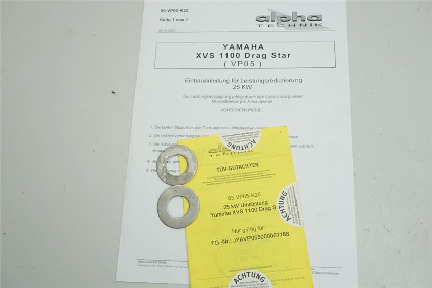 YAMAHA XVS 1100 VP05 CLASSIC DRAG STA DROSSELSATZ 25 KW 34 PS ALPHA TECHNIK DROSSEL