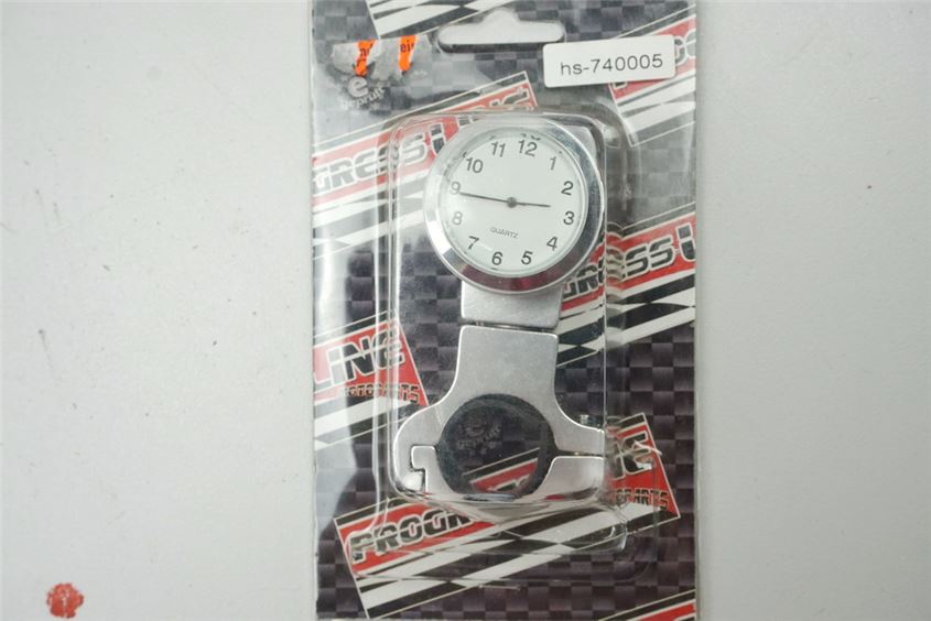 RELOJ DE MANILLAR CUARZO PARA MANILLAR DE MOTO ALUMINIO/PLATA PROGRESSLINE